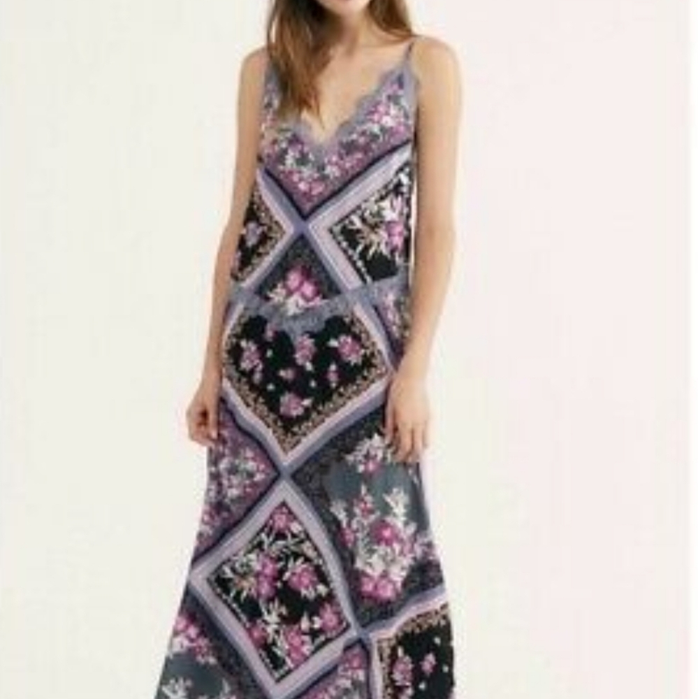 Free People New Stevie Grafite Combo Maxi Dress
